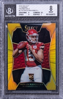 2016 Panini Select 17 Rookie Prizms Gold #2 Patrick Mahomes II Rookie Card (#03/10) - BGS NM-MT 8